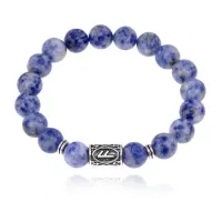 Браслет с руной Ансуз и нат.камнем Содалит 10 мм BSRC-24-18