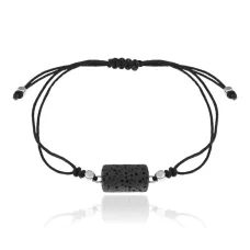 Браслет с бусиной из лавы, цвет черный BS703