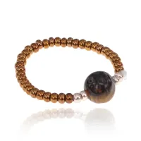 Безразмерное кольцо с тигровым глазом, 6мм KL482-03