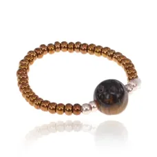 Безразмерное кольцо с тигровым глазом, 6мм KL482-03