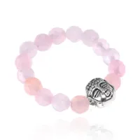 Безразмерное кольцо Будда с розовым кварцем KL483-02