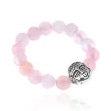 Безразмерное кольцо Будда с розовым кварцем KL483-02