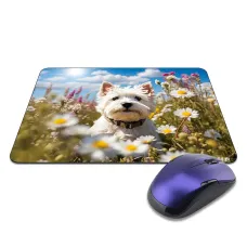Коврик для мыши 22х18см Уайт терьер на лугу KMP751