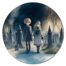 Коврик для мыши Пара на кладбище, d.20см KM1164