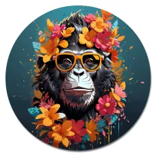 Коврик для мыши Примат с цветами, d.20см KM1165