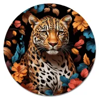 Коврик для мыши Леопард в цветах, d.20см KM1174