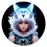 Коврик для мыши Девушка кошка, d.20см KM1192