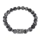 Браслет с руной Соулу и нат.камнем Снежный обсидиан BSRD-01-14