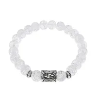 Браслет с руной Соулу и синт. камнем Сахарный кварц BSRD-01-16
