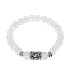Браслет с руной Соулу и синт. камнем Сахарный кварц BSRD-01-16