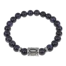 Браслет с руной Иса и синт.камнем Синий авантюрин BSRD-02-02