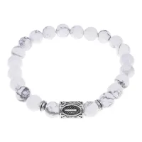 Браслет с руной Иса и нат. камнем Кахолонг BSRD-02-07