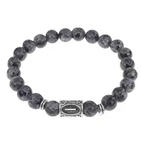 Браслет с руной Иса и нат.камнем Лабрадор BSRD-02-08