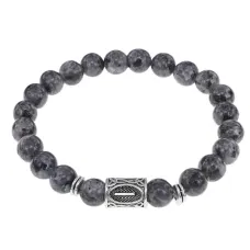 Браслет с руной Иса и нат.камнем Лабрадор BSRD-02-08