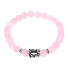 Браслет с руной Иса и нат. камнем Розовый кварц BSRD-02-15