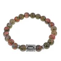 Браслет с руной Иса и нат.камнем Унакит BSRD-02-20