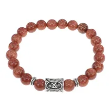 Браслет с руной Дагаз и синт.камнем Коричневый авантюрин BSRD-03-01