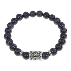 Браслет с руной Дагаз и синт. камнем Синий авантюрин BSRD-03-02