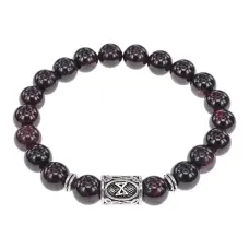 Браслет с руной Дагаз и нат.камнем Гранат BSRD-03-06