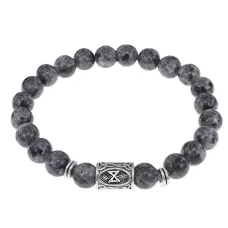 Браслет с руной Дагаз и нат.камнем Лабрадор BSRD-03-08