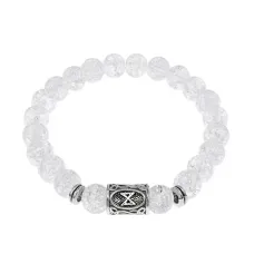 Браслет с руной Дагаз и синт. камнем Сахарный кварц BSRD-03-16