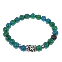 Браслет с руной Дагаз и синт.камнем Хризоколла BSRD-03-21