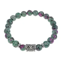 Браслет с руной Дагаз и синт. камнем Цоизит BSRD-03-22