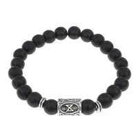 Браслет с руной Дагаз и синт. камнем Шунгит BSRD-03-24