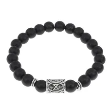 Браслет с руной Дагаз и синт. камнем Шунгит BSRD-03-24