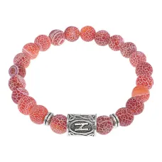 Браслет с руной Хагалаз и нат.камнем Африканский агат