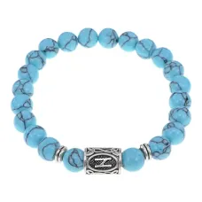 Браслет с руной Хагалаз и синт.камнем Бирюза BSRD-04-05