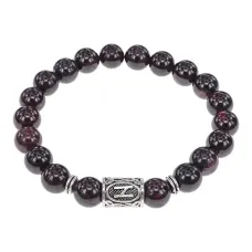 Браслет с руной Хагалаз и нат.камнем Гранат BSRD-04-06