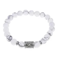 Браслет с руной Хагалаз и нат.камнем Кахолонг BSRD-04-07