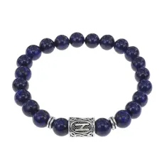 Браслет с руной Хагалаз и нат. камнем Лазурит BSRD-04-10