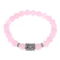Браслет с руной Хагалаз и нат. камнем Розовый кварц BSRD-04-15