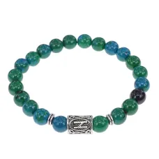 Браслет с руной Хагалаз и синт.камнем Хризоколла BSRD-04-21