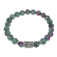 Браслет с руной Хагалаз и синт.камнем Цоизит BSRD-04-22