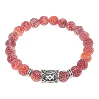 Браслет с руной Ингуз и нат.камнем Африканский агат BSRD-05-04