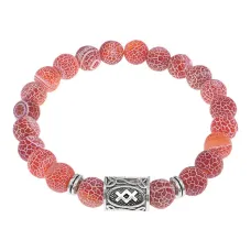 Браслет с руной Ингуз и нат.камнем Африканский агат BSRD-05-04