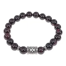 Браслет с руной Ингуз и нат. камнем Гранат BSRD-05-06