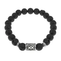 Браслет с руной Ингуз и нат.камнем Лава BSRD-05-09