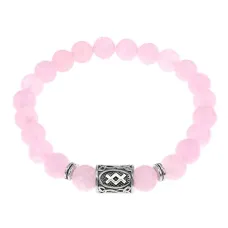Браслет с руной Ингуз и нат.камнем Розовый кварц BSRD-05-15