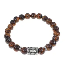 Браслет с руной Ингуз и нат.камнем Тигровый глаз BSRD-05-19