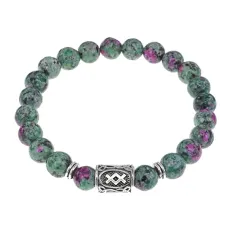 Браслет с руной Ингуз и синт. камнем Цоизит BSRD-05-22