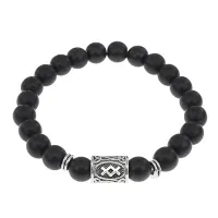 Браслет с руной Ингуз и синтетическим камнем Шунгит BSRD-05-24