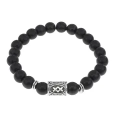 Браслет с руной Ингуз и синтетическим камнем Шунгит BSRD-05-24