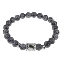 Браслет с руной Эваз и нат.камнем Лабрадор BSRD-06-08