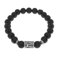 Браслет с руной Эваз и нат.камнем Лава BSRD-06-09