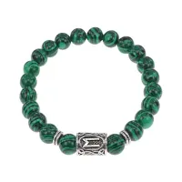Браслет с руной Эваз и синт.камнем Малахит BSRD-06-12
