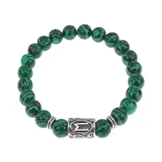Браслет с руной Эваз и синт.камнем Малахит BSRD-06-12